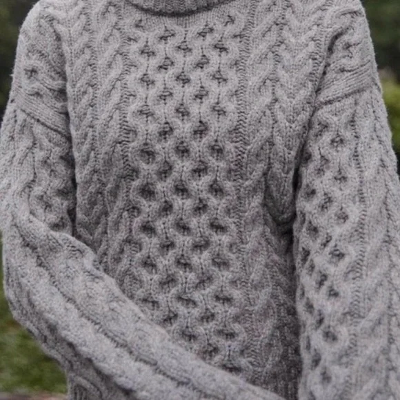 Hill House The Kennedy Sweater gray Fisherman Knit Rory Gilmore Sweater XS SMALL - Picture 2 of 9